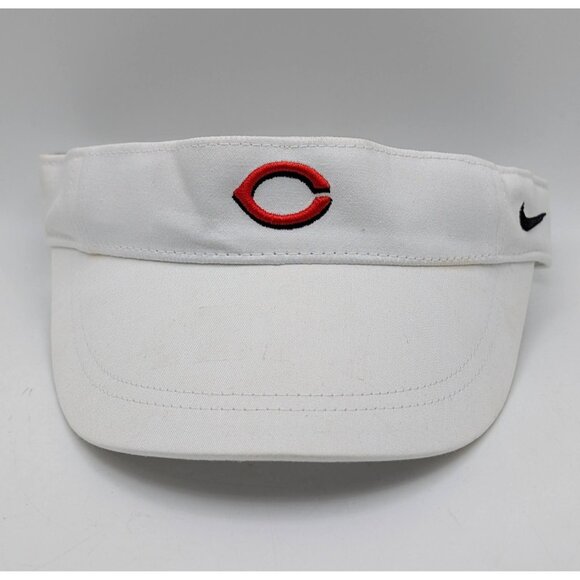 Cincinnati Reds Nike Visor Hat Strap Back White Red Women's MLB Baseball Shade - Picture 2 of 5
